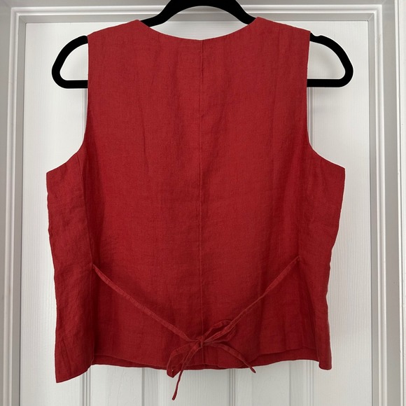 J. Crew Crewneck Vest Linen Burnt Orange Red Button Sown Size 6 - Picture 5 of 11